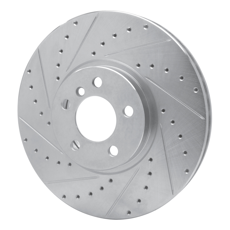 BMW X5 Brake Rotor (1) - Front Left - R1 Concepts - Drilled & Slotted - Silver - `02-`06